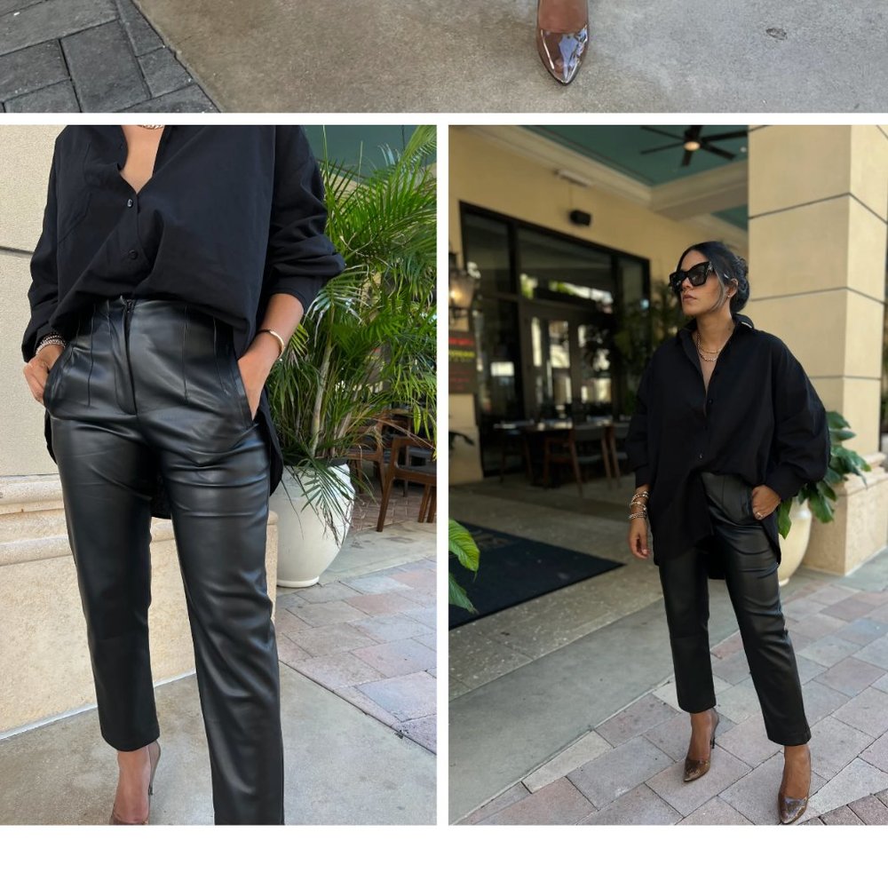 NWT Zara faux leather pants black